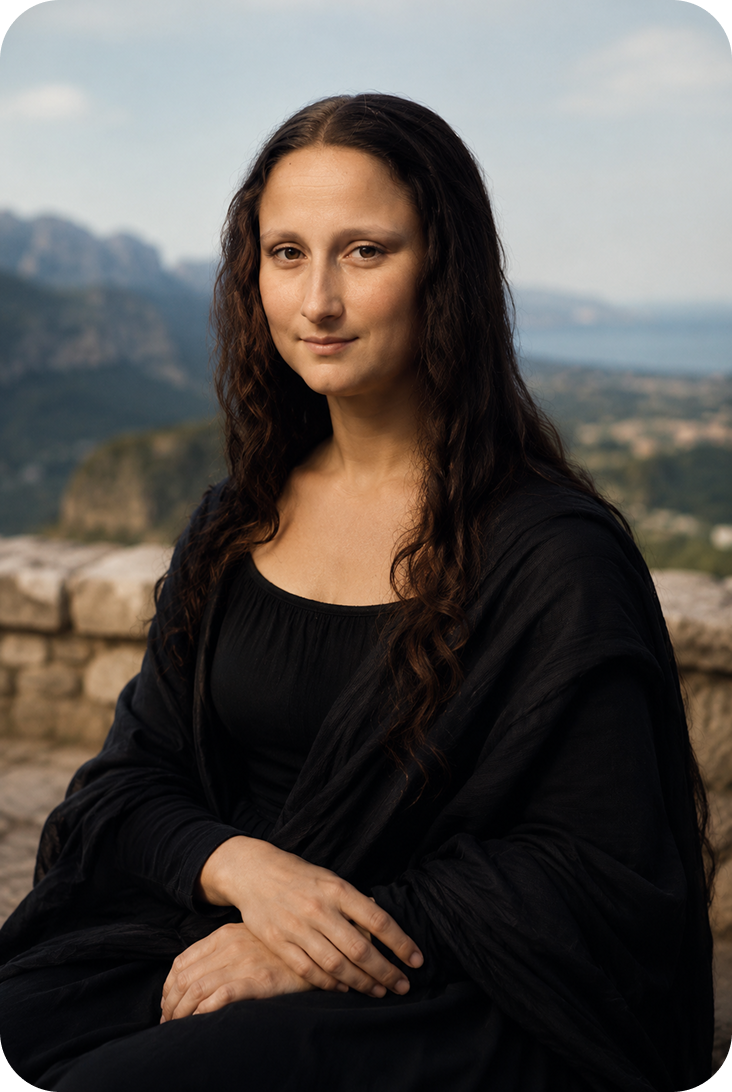 AI-generated Mona Lisa-inspired portrait