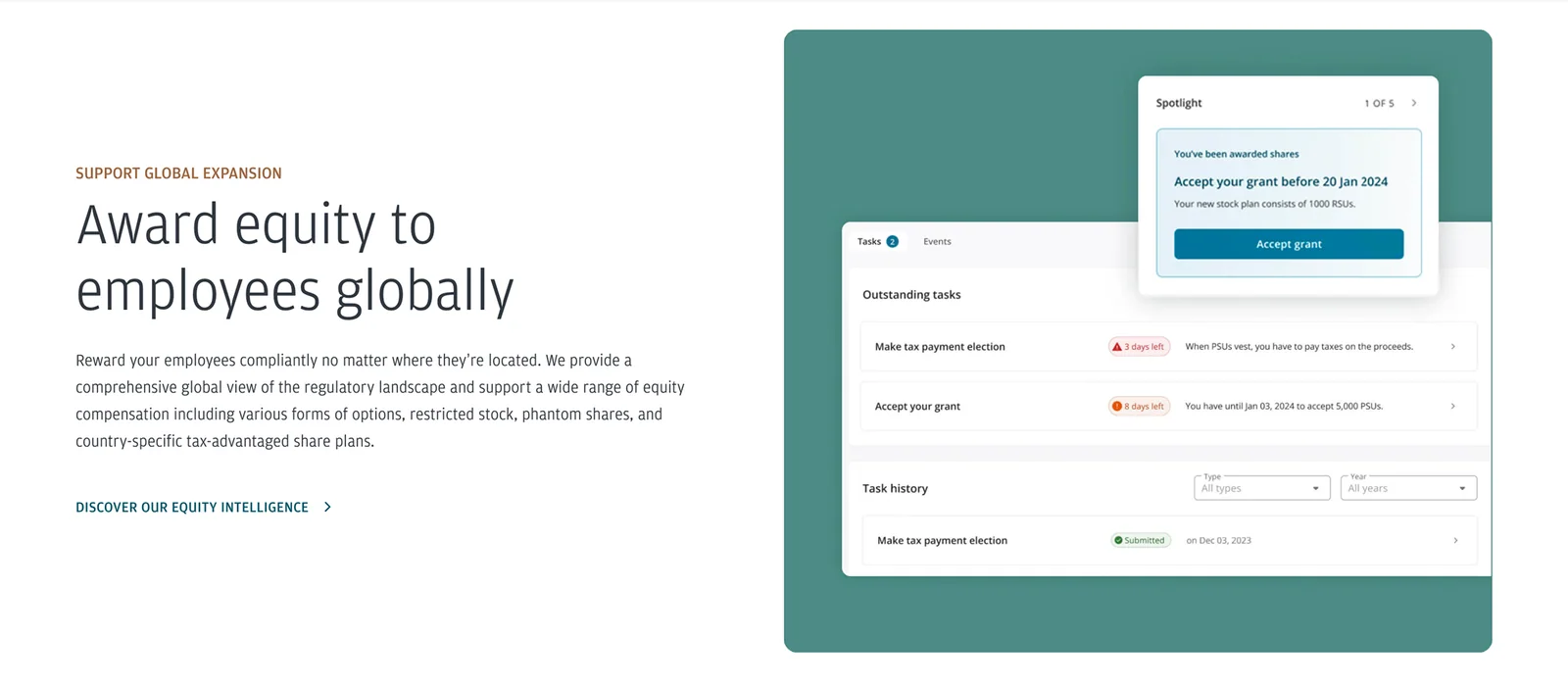 Global equity and employee onboarding experience
